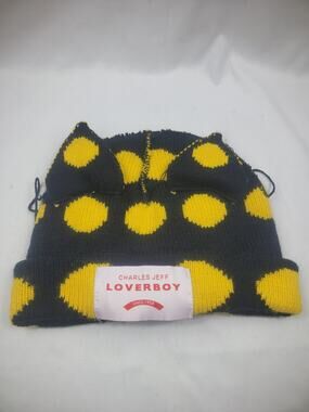 CHARLES JEFFREY LOVERBOY Knit Caps/Beanie Black & Yellow Bunny Ears Polka Dot